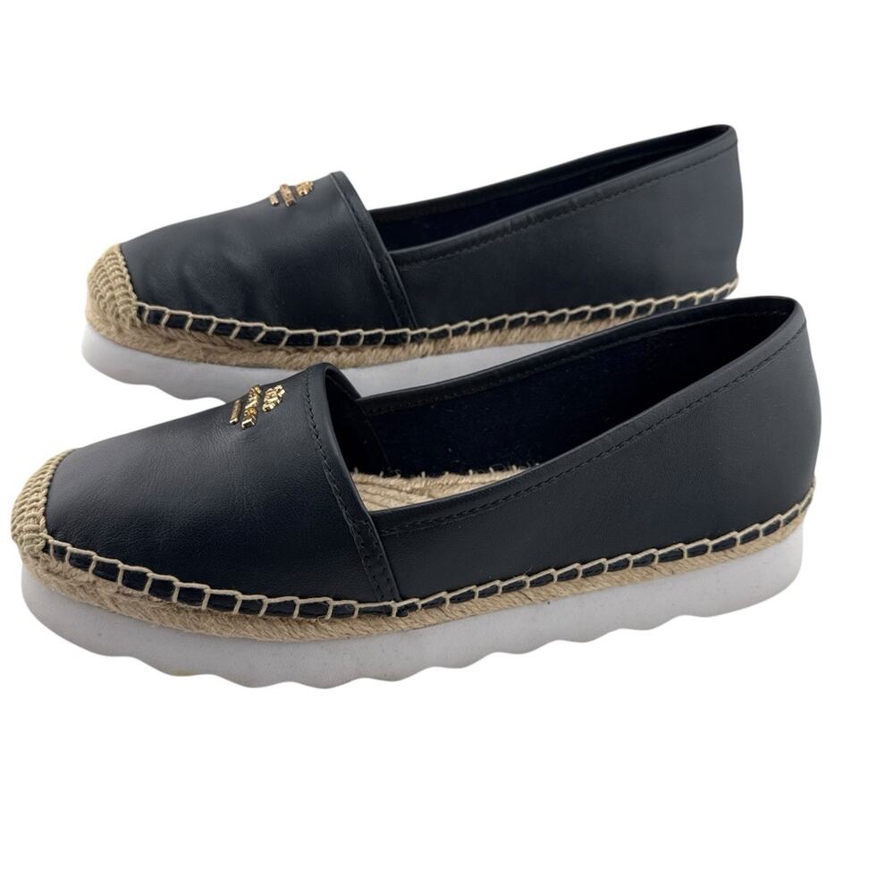Coach Women Rye Nappa Leather Espadrille Flat Shoes Midnight Navy Sz 5.5 NEW‎ - Picture 6 of 11